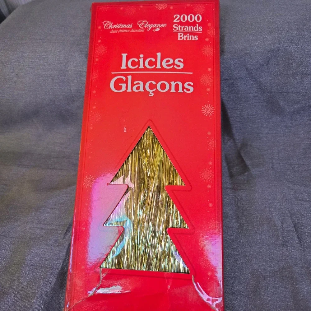 Vtg Christmas‎ Elegance 2000 Strands Gold Icicles Glacons Indoor Decoration New